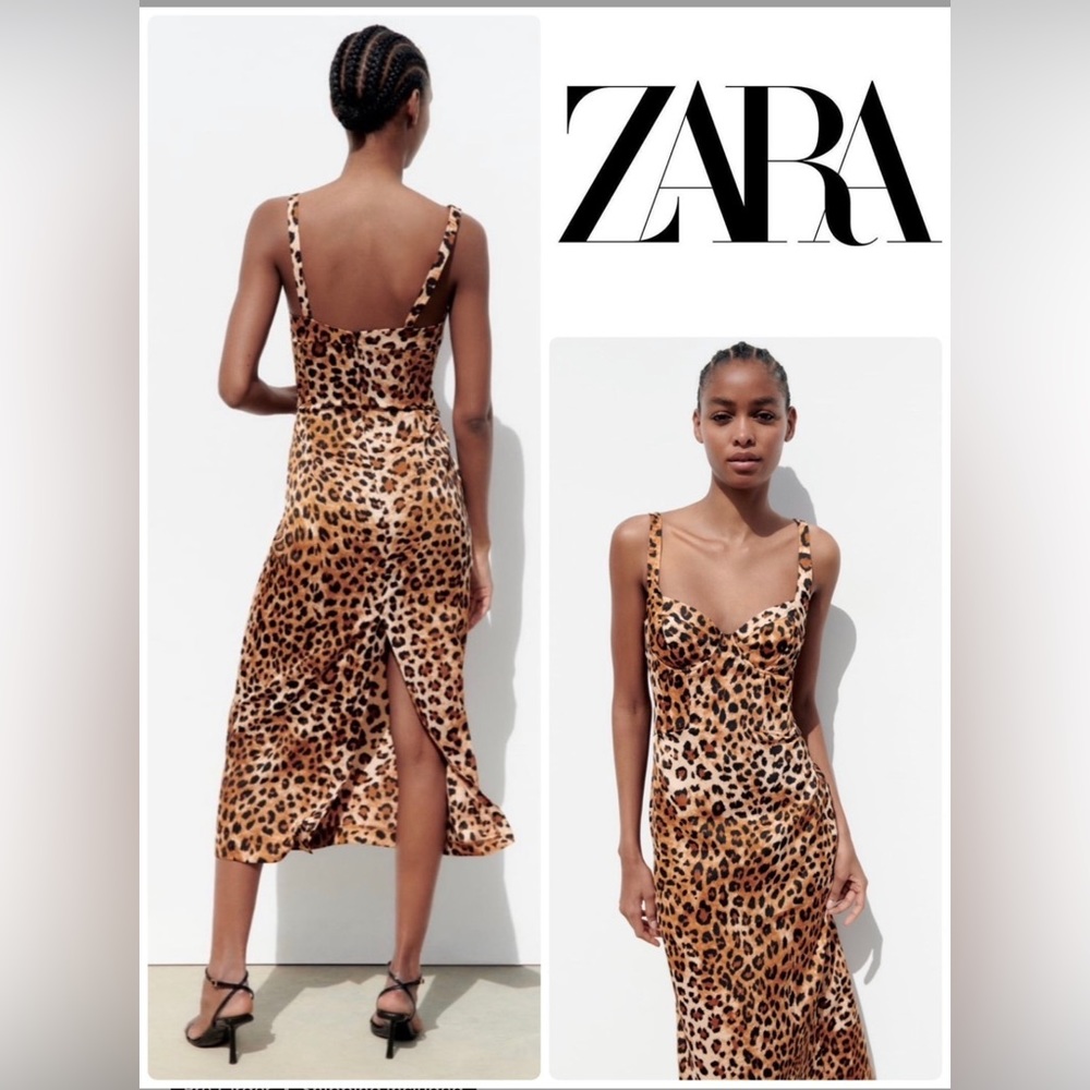 Zara Cheetah Print Bustier Maxi Dress